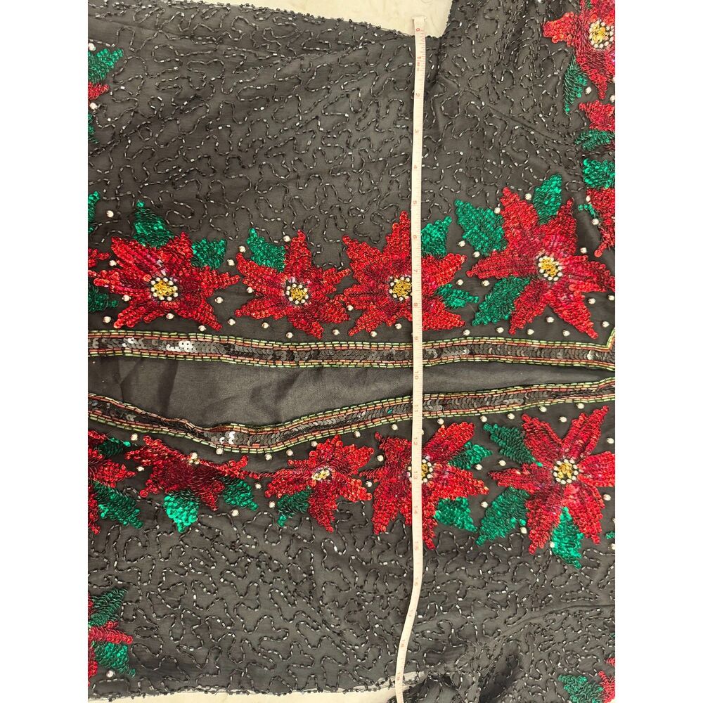 VTG Carina Black Beaded Sequin Blazer Floral Statement Holiday Jacket Size M - Picture 6 of 7